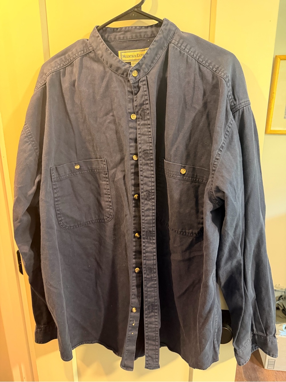 Mountain express Navy Casual Button-Up Shirt